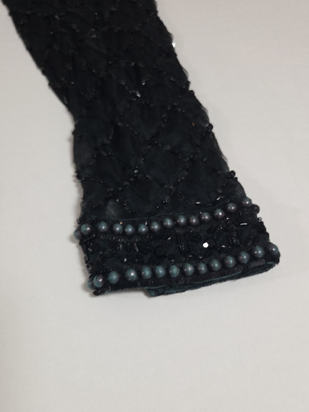 Boho Black Long Sleeve Beaded Evening Gown Festival Fairy Tulle Skirt Open Back - Picture 5 of 16